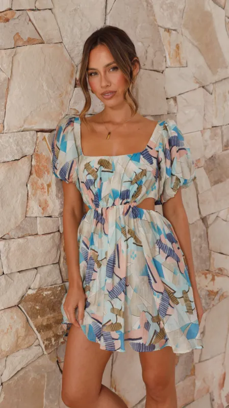 Carina Mini Dress - Blue Multi sold by Billy J