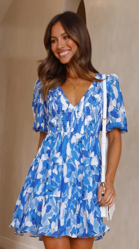 Marcy Mini Dress - Blue Multi sold by Billy J