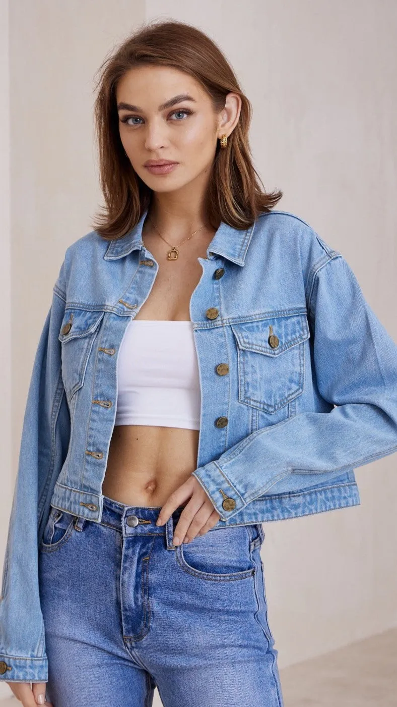 Nadda Cropped Jacket - Mid Blue Denim sold by Billy J product image thumbnail 3