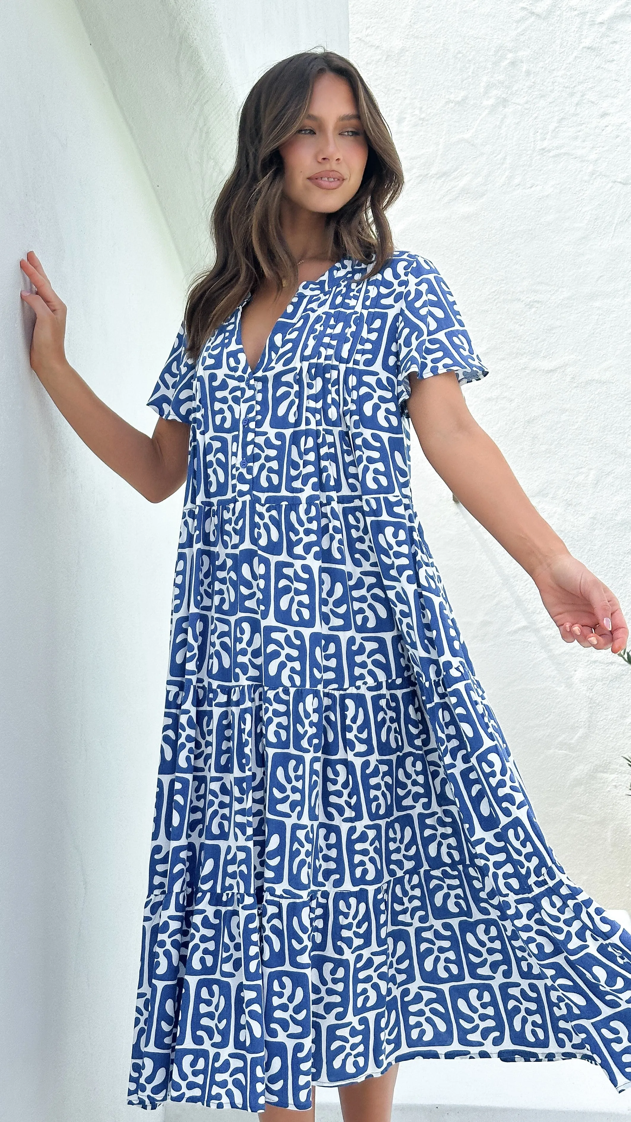 Irie Midi Dress - Blue Print sold by Billy J product image thumbnail 5