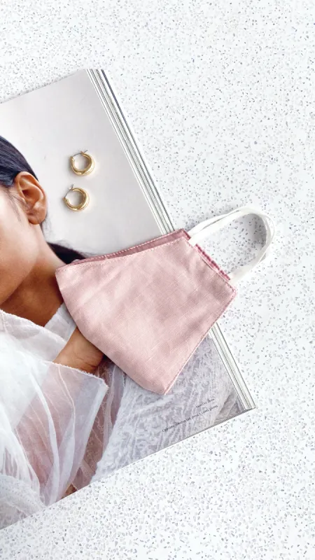 Linen/Satin Reusable Face Mask - Light Pink made by Billy J