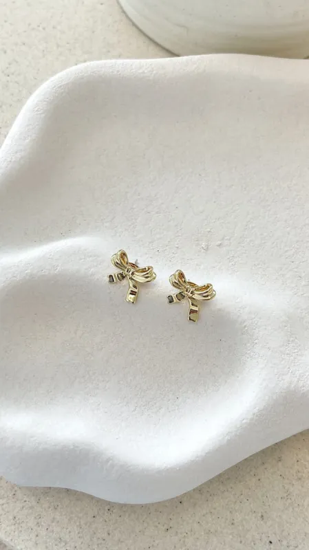 Bow Stud 18K Gold Plated Earrings - Gold sold by Billy J