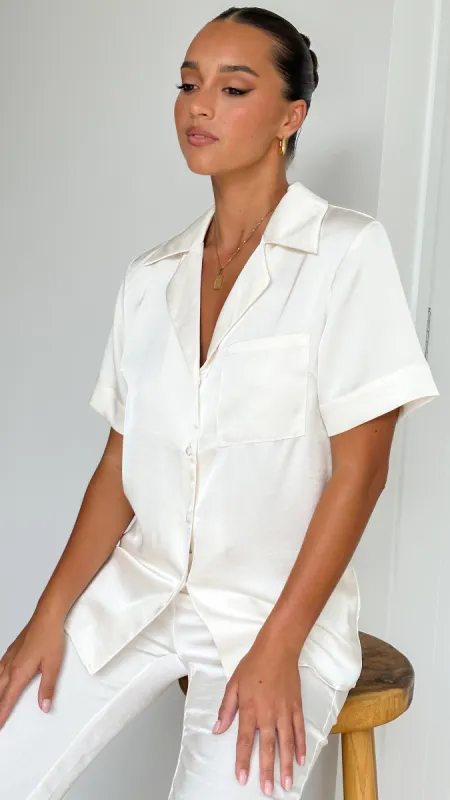 Courtney Button Up Shirt - Cream sold by Billy J
