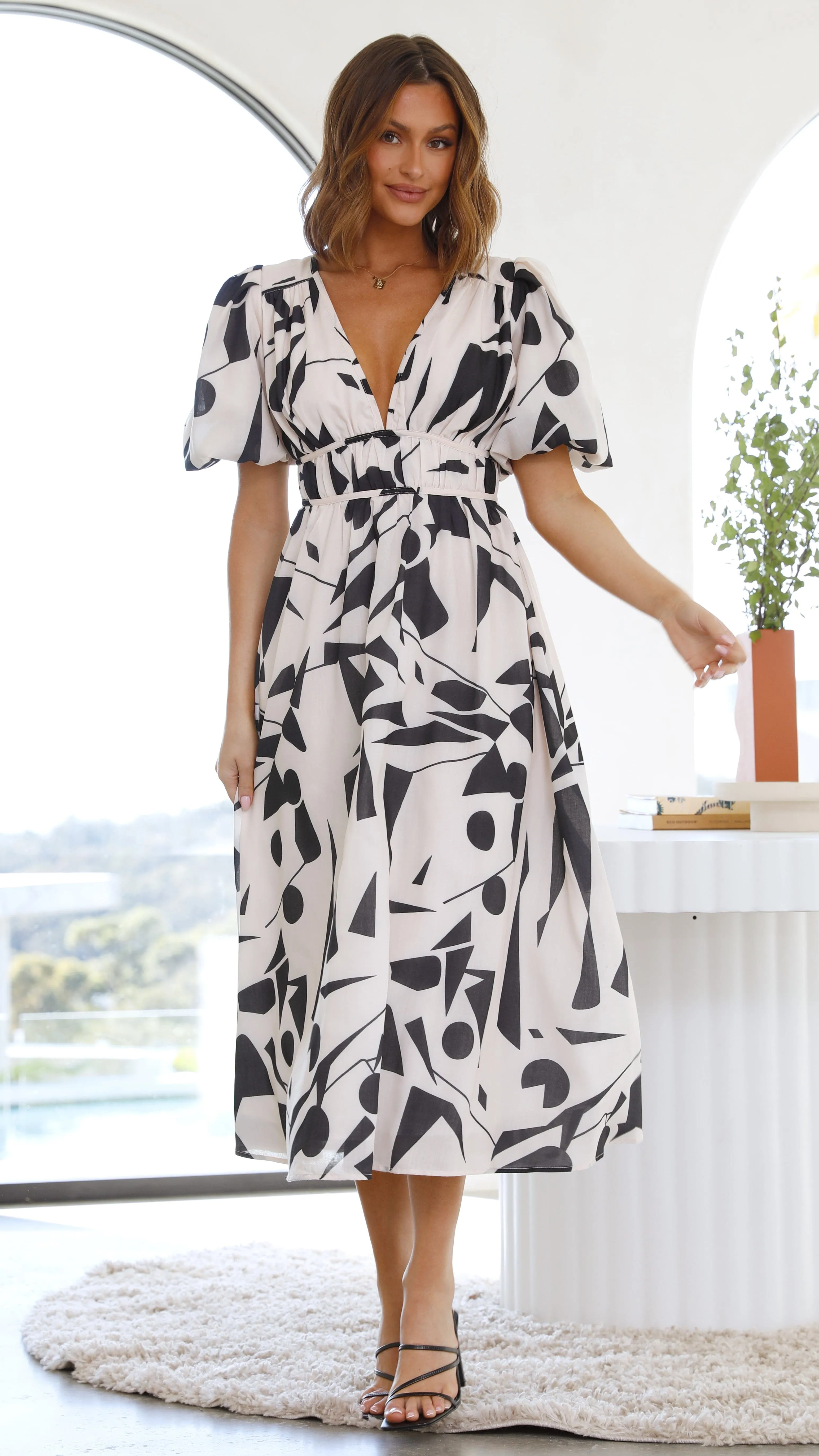 Venice Midi Dress - Beige/Black sold by Billy J product image thumbnail 5