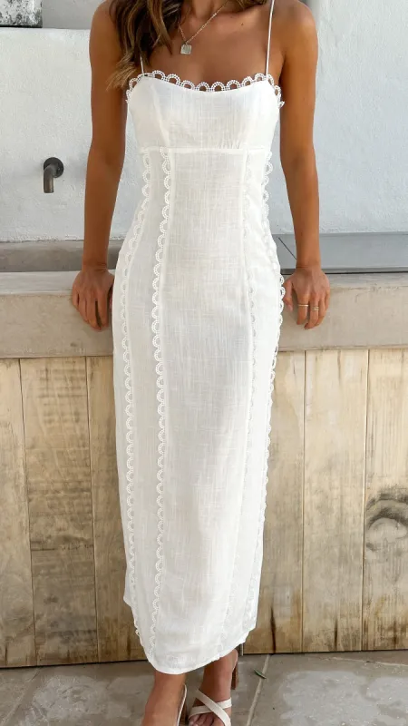 Carlia Midi Dress - White sold by Billy J