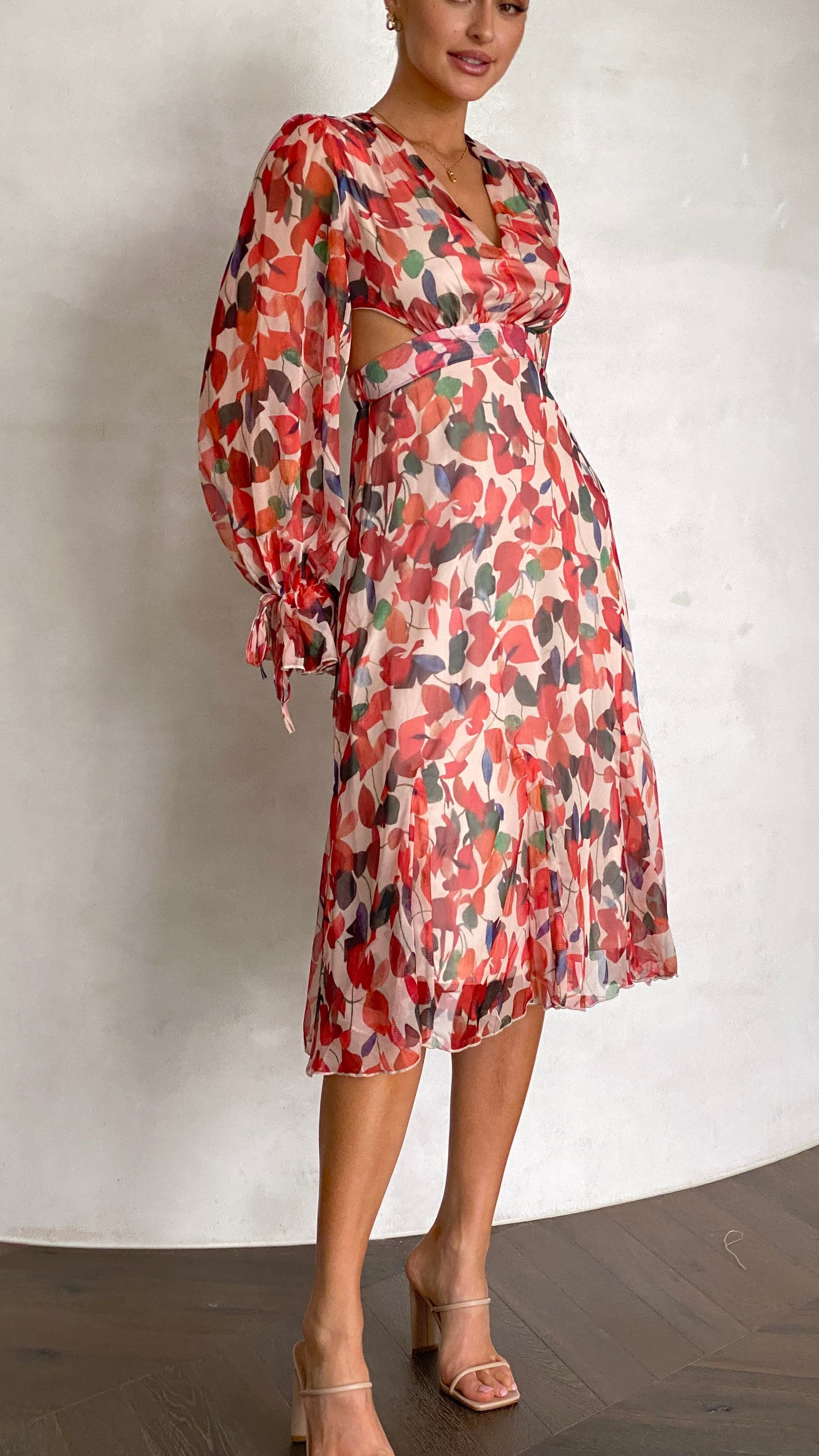 Adria Midi Dress - Red Floral sold by Billy J