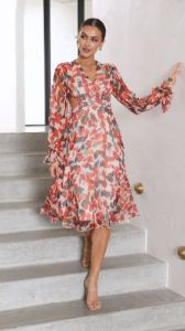 Adria Midi Dress - Red Floral sold by Billy J