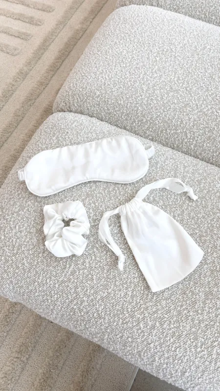 Harper Eye Mask & Scrunchie - White sold by Billy J