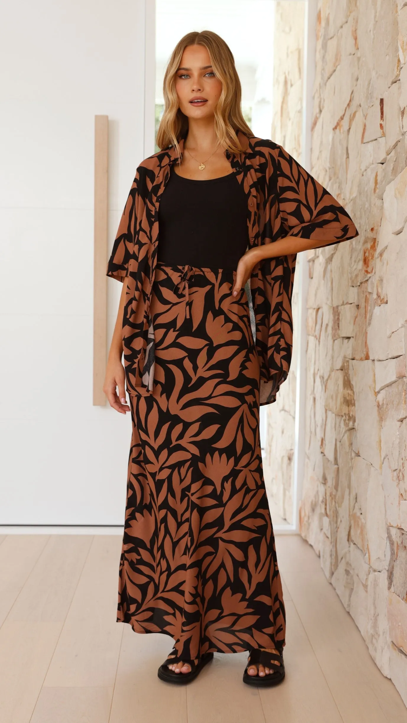 Linda Maxi Skirt - Black/Choc sold by Billy J product image thumbnail 2