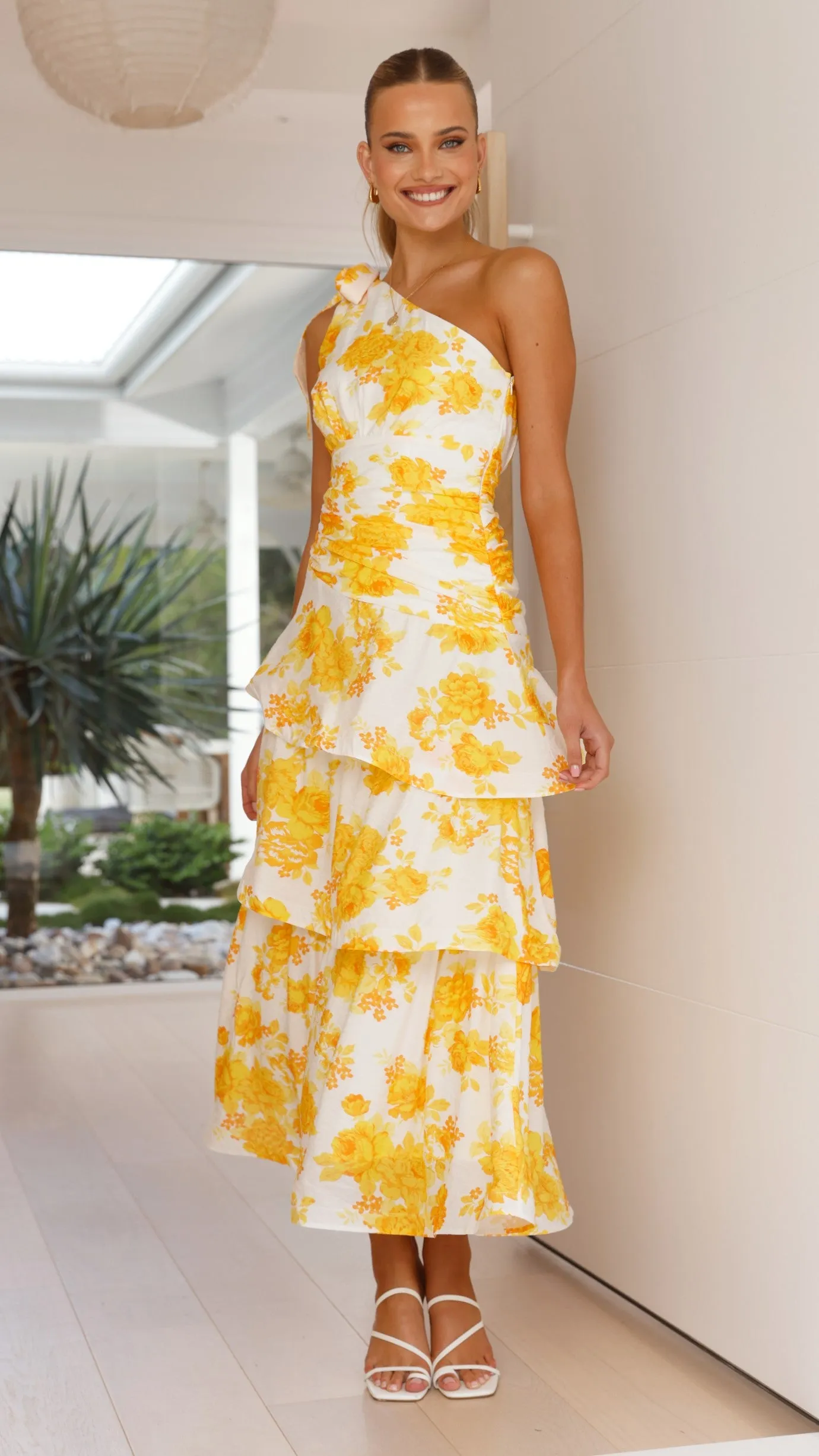 Odilie One Shoulder Maxi Dress - Yellow Floral sold by Billy J product image thumbnail 4