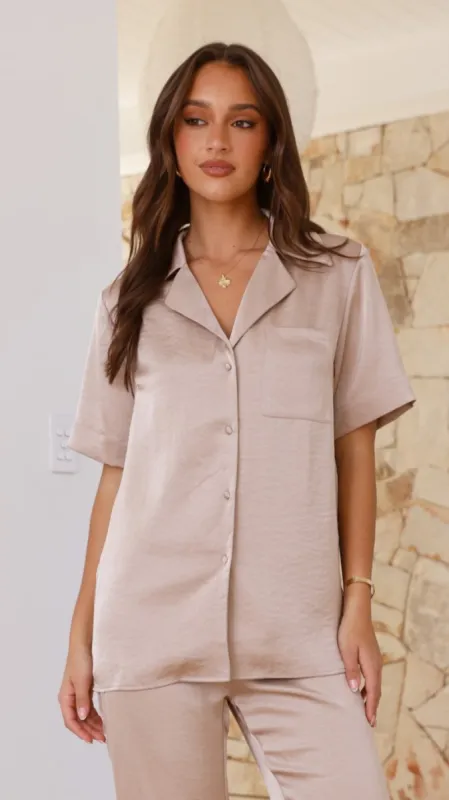 Courtney Button Up Shirt - Mushroom sold by Billy J