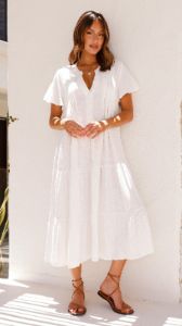 Lucinda Midi Dress - White sold by Billy J