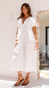 Lucinda Midi Dress - White sold by Billy J