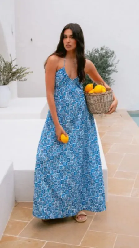 Iris Maxi Dress - Ocean Print sold by Billy J