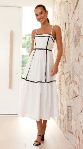 Baina Midi Dress - White/Black sold by Billy J