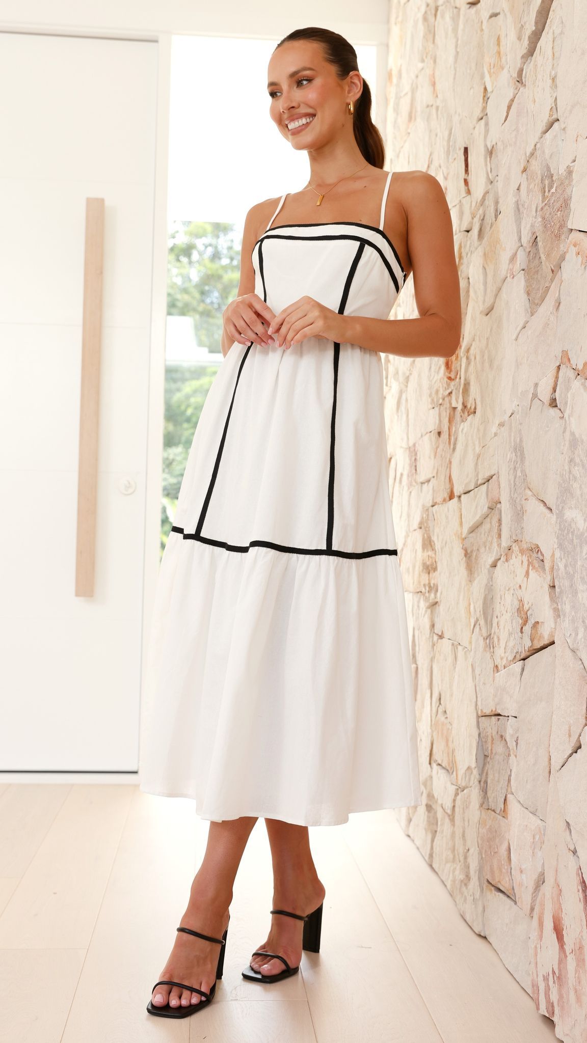 Baina Midi Dress - White/Black sold by Billy J product image thumbnail 5