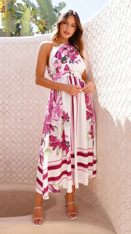Hadas Maxi Dress - Pink / White Floral sold by Billy J