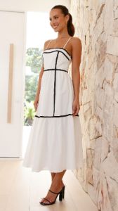 Baina Midi Dress - White/Black sold by Billy J