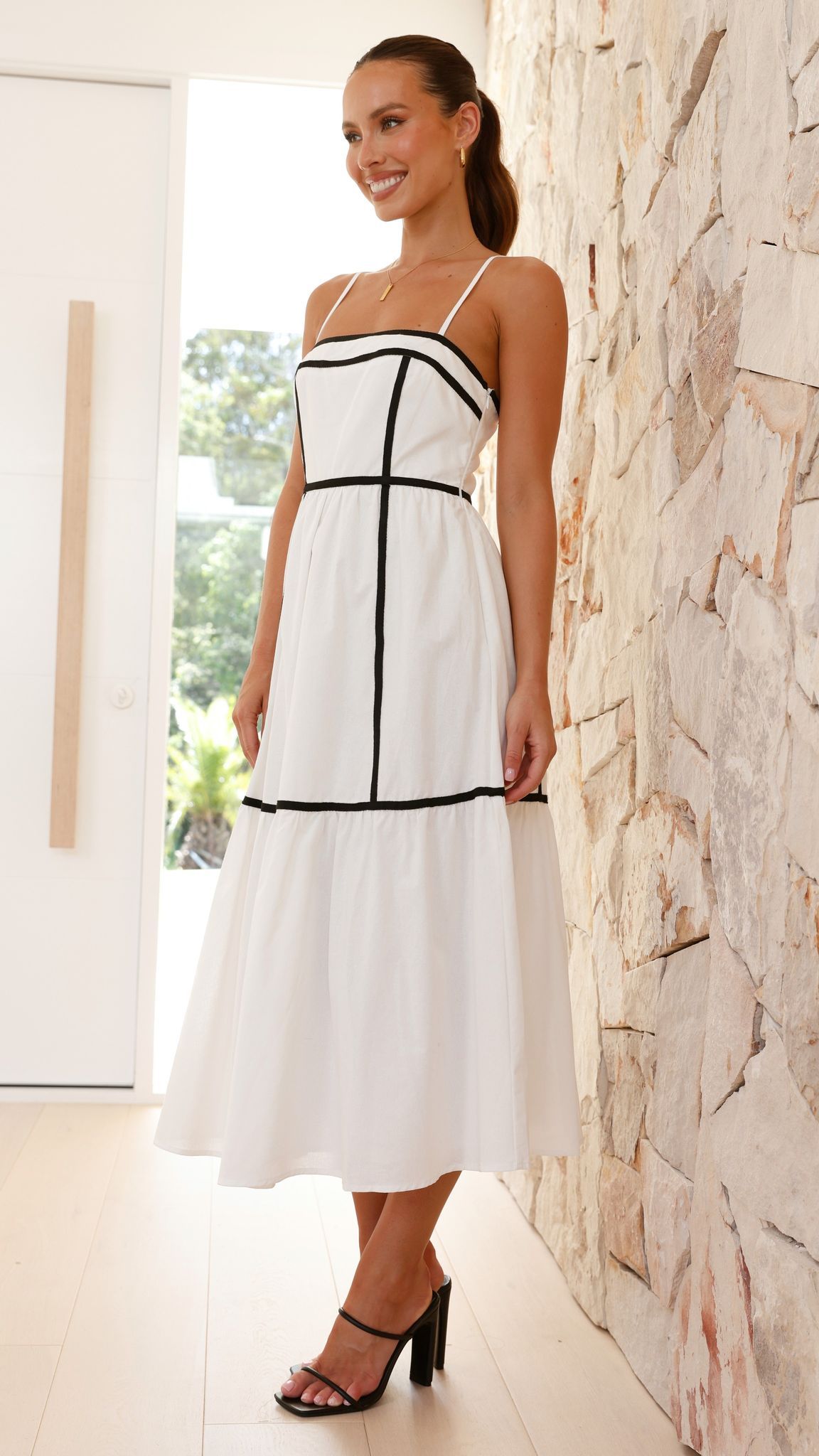 Baina Midi Dress - White/Black sold by Billy J product image thumbnail 4