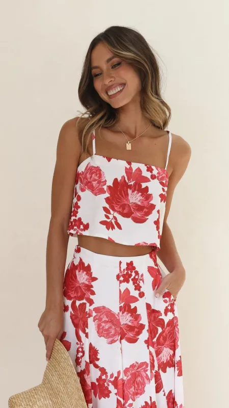 Ari Top - Red Floral sold by Billy J