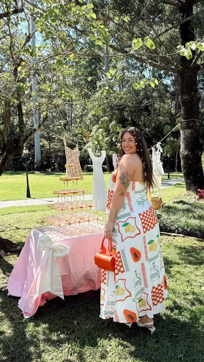 Connie Maxi Dress - Lemon / Papaya Print sold by Billy J product image thumbnail 3