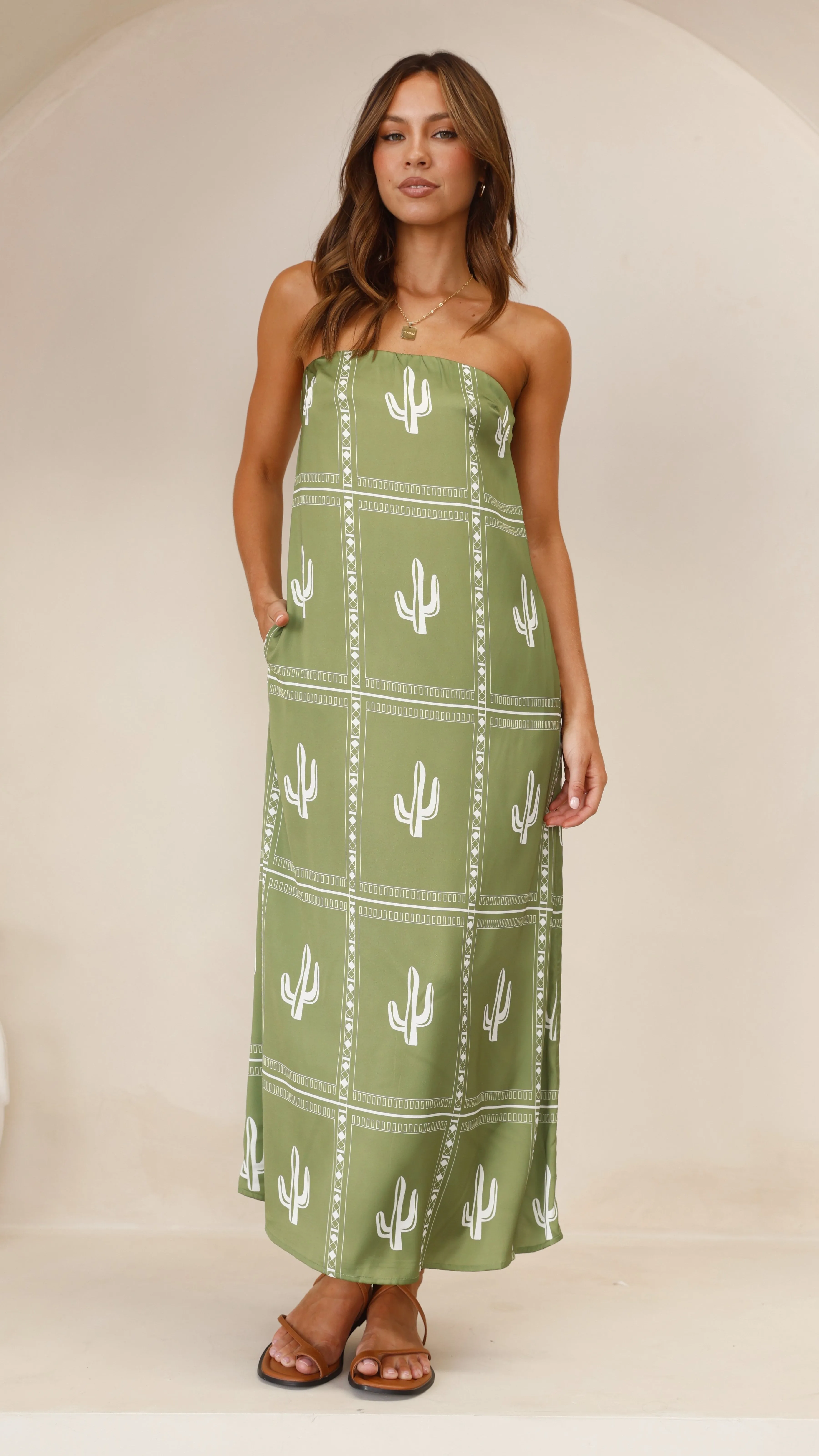 Nevada Strapless Dress - Kiwi/Cream sold by Billy J product image thumbnail 5