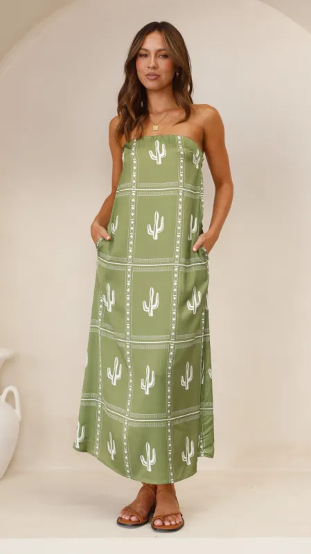 Nevada Strapless Dress - Kiwi/Cream sold by Billy J