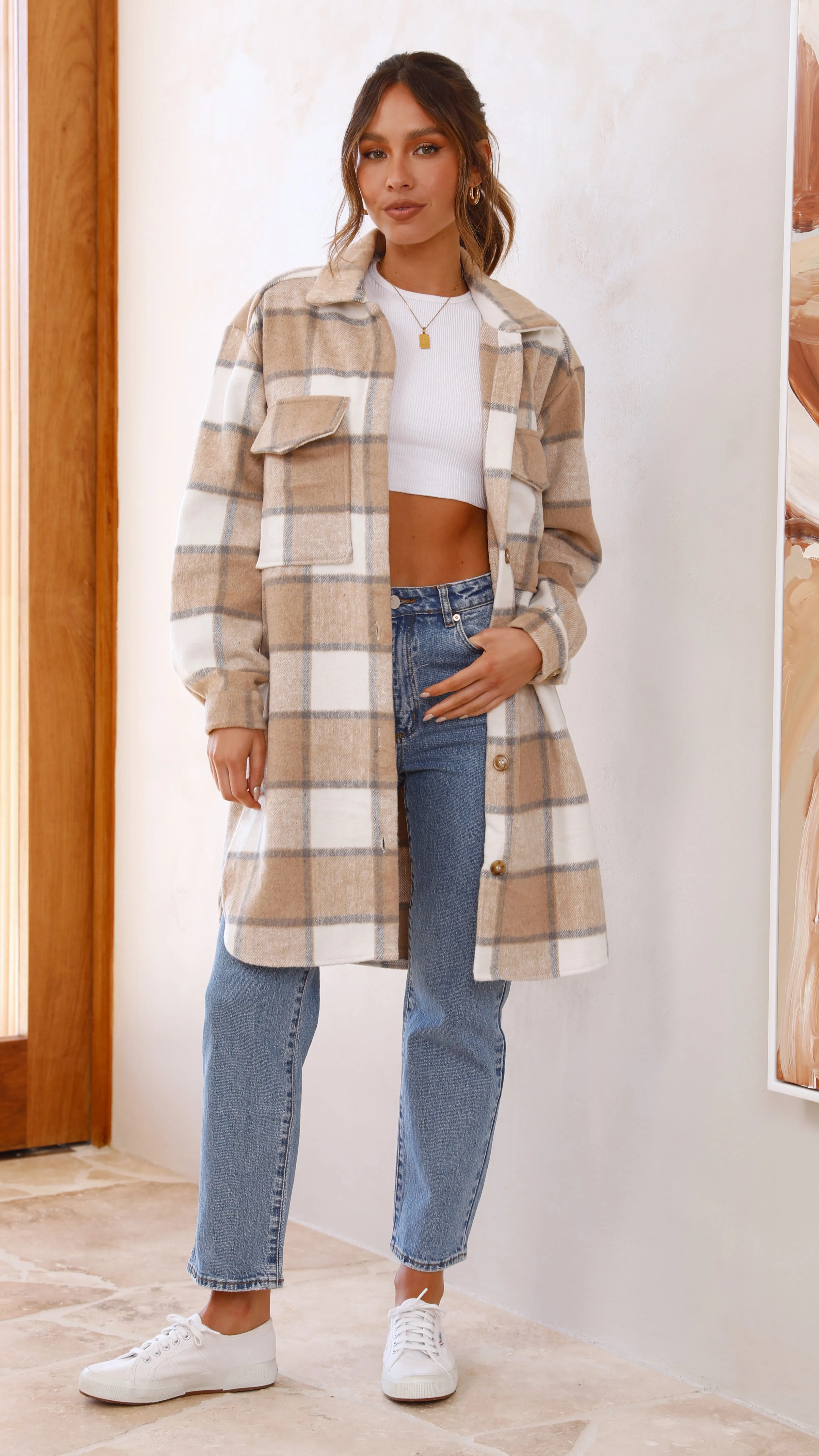 Saskia Jacket - Beige/Cream Check sold by Billy J product image thumbnail 5