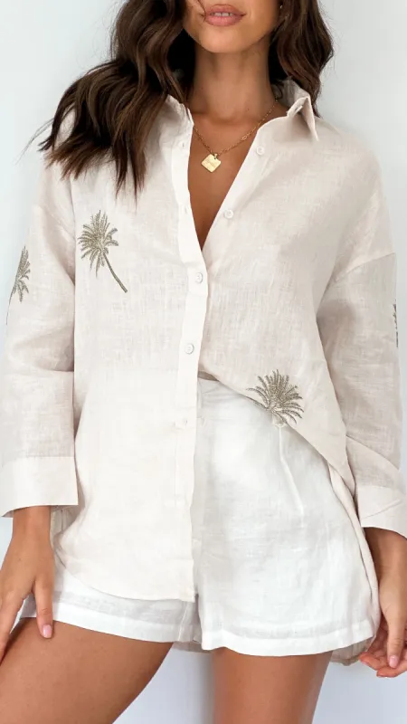 Natalie Button Up Shirt - Palm Print sold by Billy J