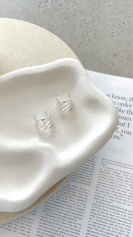 Vera Textured Sterling Silver Plated Earrings - Silver sold by Billy J