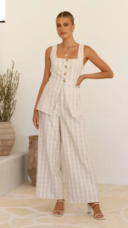 Obelia Pants - Beige / White Check sold by Billy J