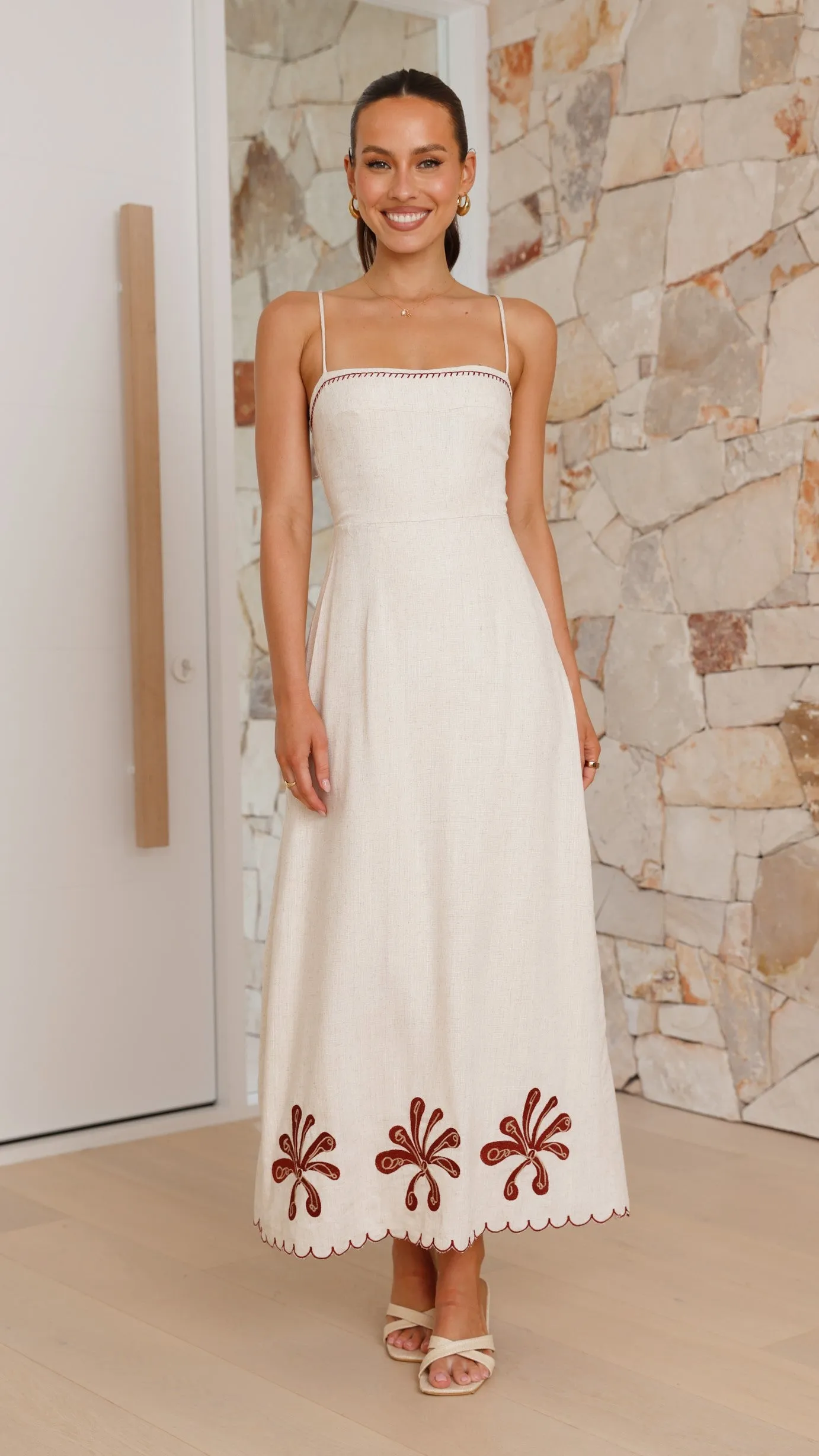 Daya Maxi Dress - Natural / Brown sold by Billy J