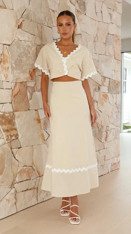 Anita Top and Maxi Skirt Set - Beige sold by Billy J