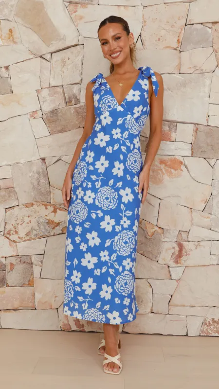 Delilah Midi Dress - Blue Floral sold by Billy J