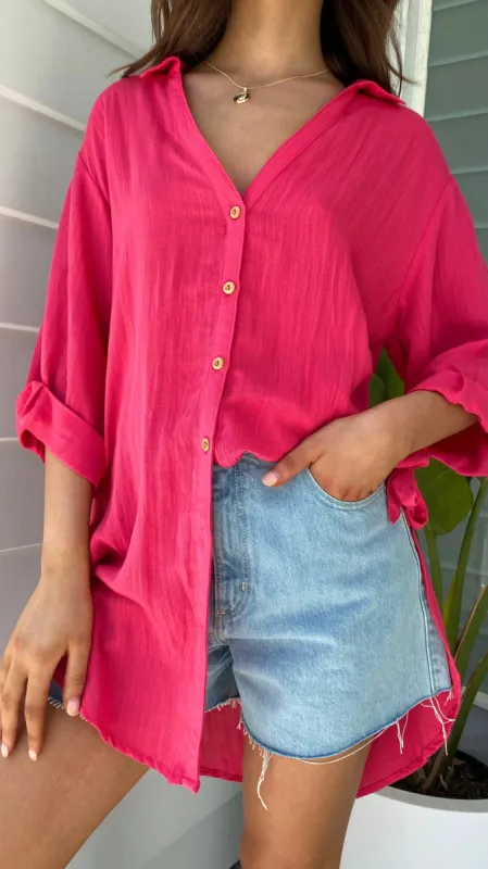 Vesper Short Sleeve Top - Hot Pink sold by Billy J