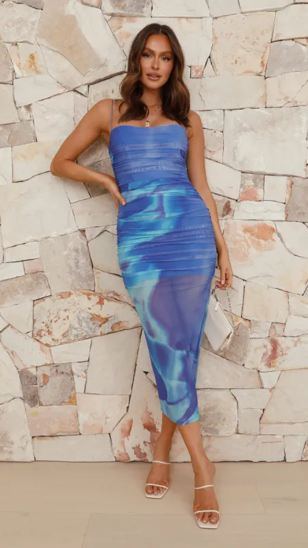 Kourt Midi Dress - Blue Print sold by Billy J