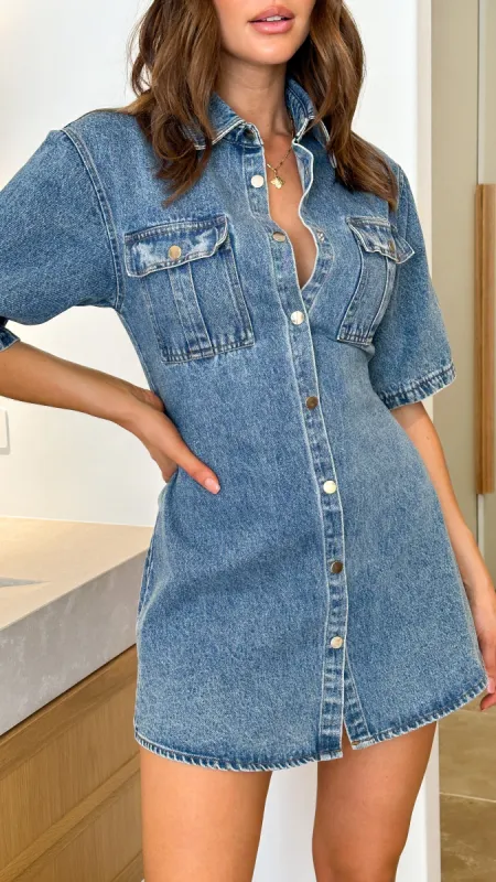 Raz Mini Dress - Mid Denim sold by Billy J