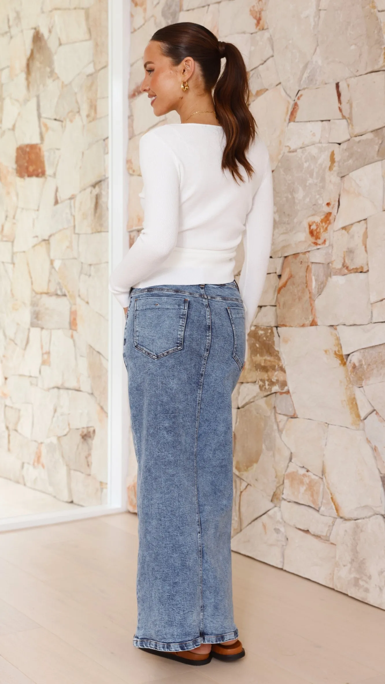 Habiki Maxi Skirt - Mid Blue Denim sold by Billy J product image thumbnail 2