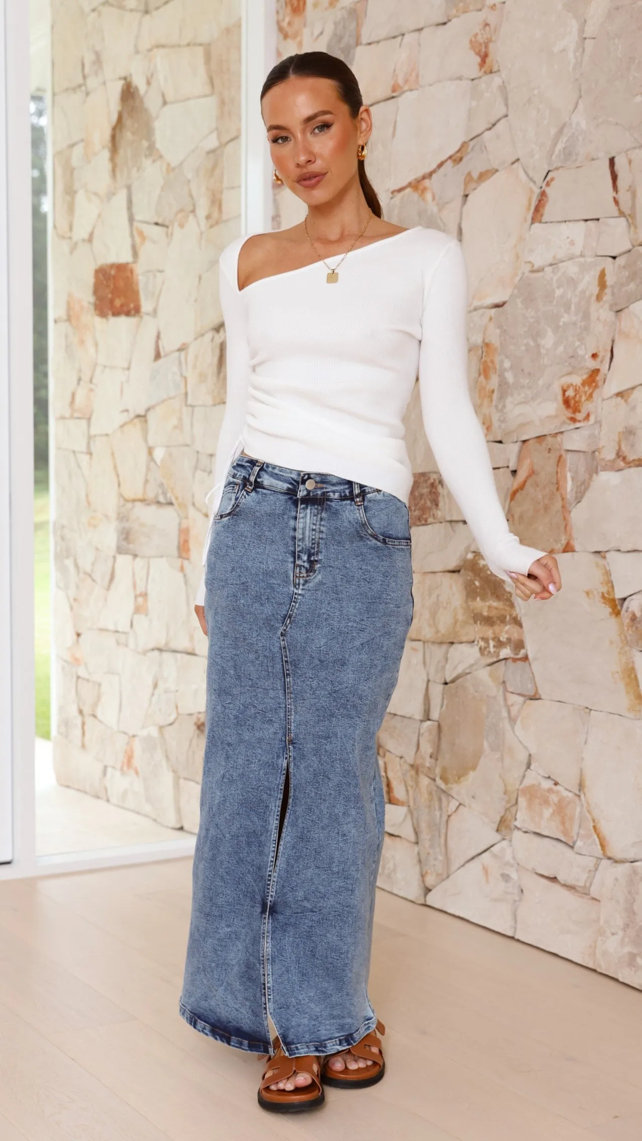 Habiki Maxi Skirt - Mid Blue Denim sold by Billy J product image thumbnail 4