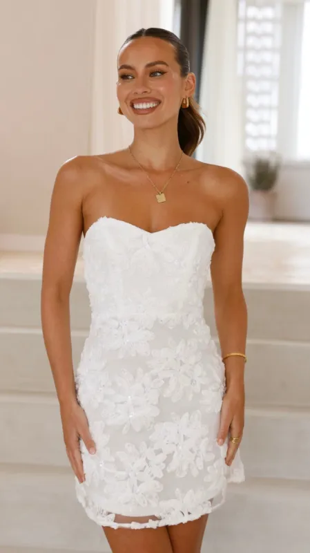 Genevieve Mini Dress - White sold by Billy J