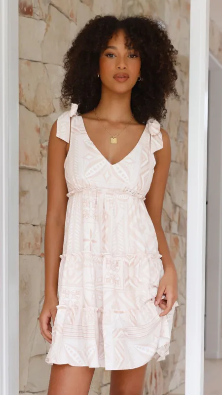 Odessia Mini Dress - Beige Summer sold by Billy J