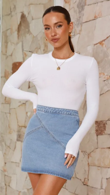 Macrae Mini Skirt - Mid Blue Denim sold by Billy J