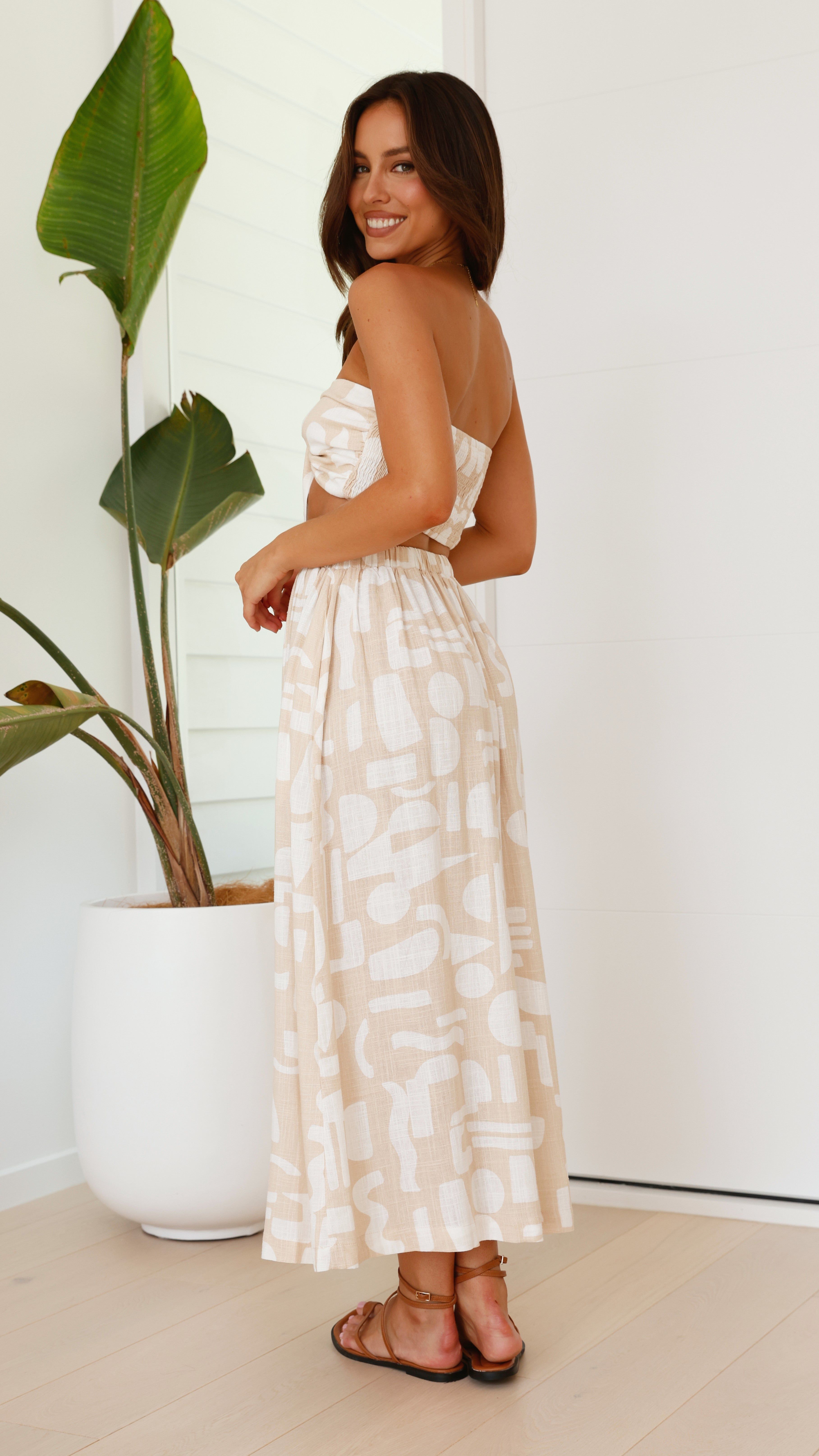 Kenna Maxi Skirt - Beige Coco Print sold by Billy J product image thumbnail 3
