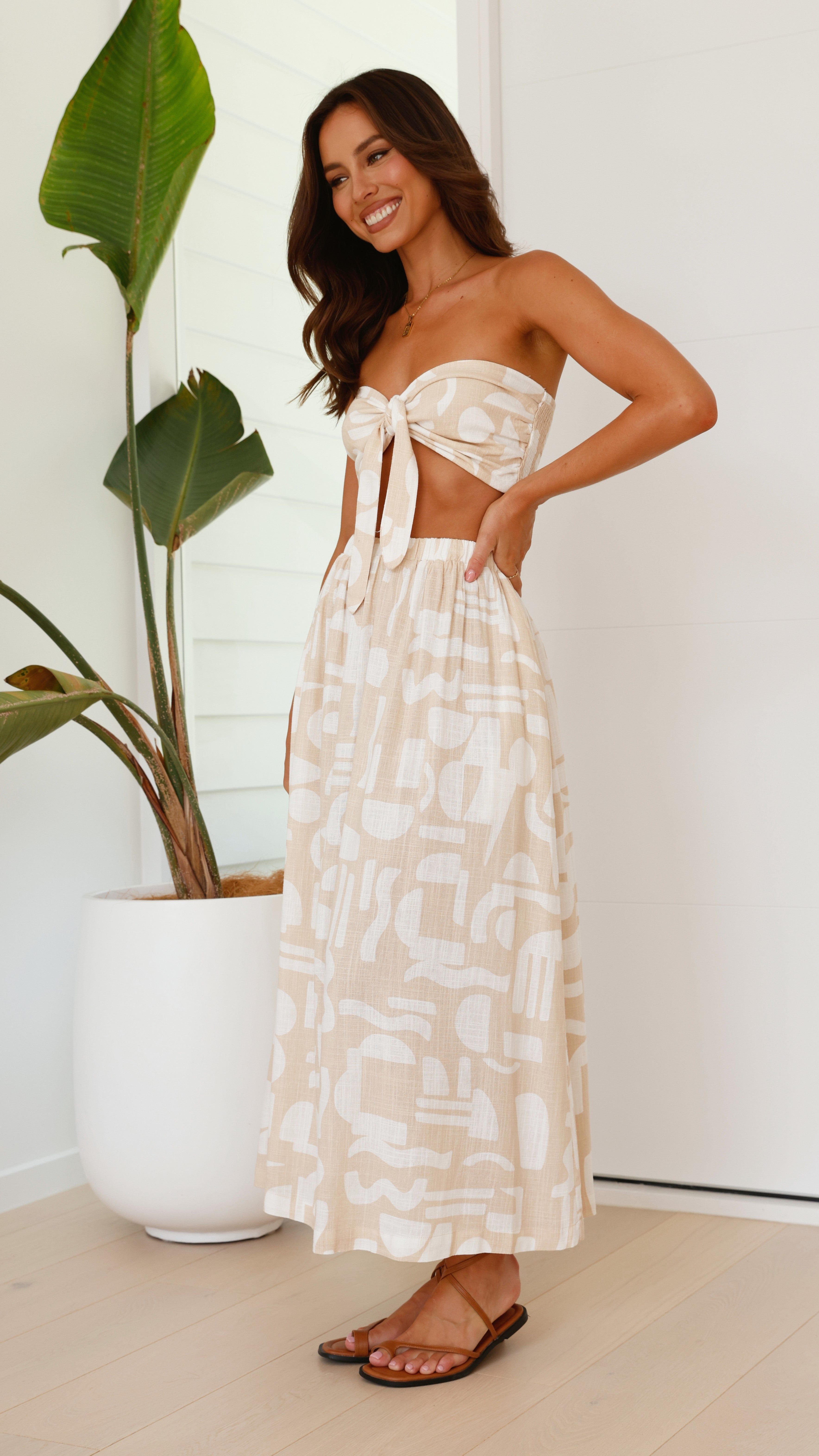 Kenna Maxi Skirt - Beige Coco Print sold by Billy J product image thumbnail 4