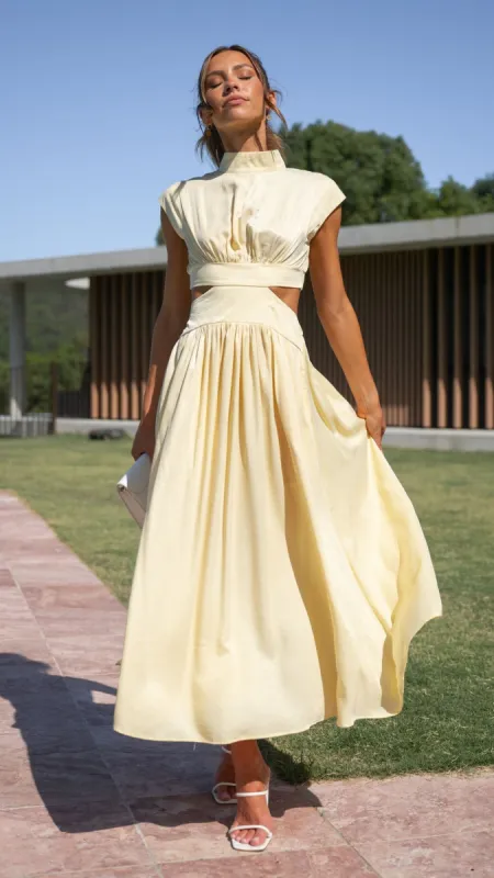 Cindie Midi Dress - Yellow sold by Billy J