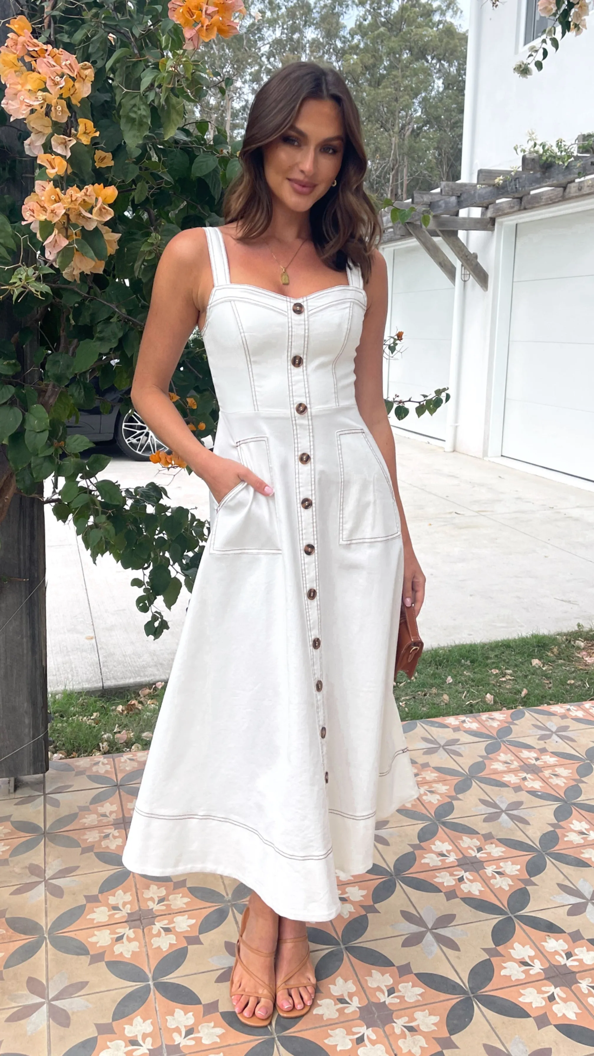 Indigo Midi Dress - White Denim sold by Billy J product image thumbnail 2