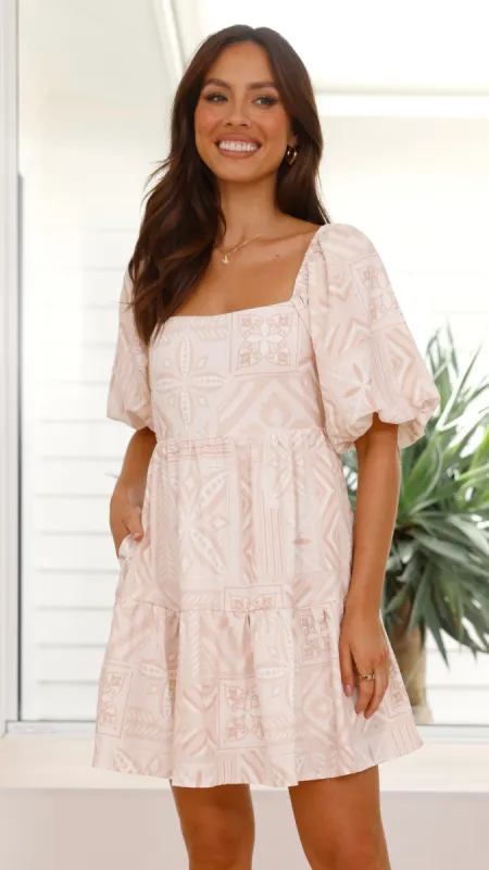 Yamin Mini Dress - Beige Summer sold by Billy J