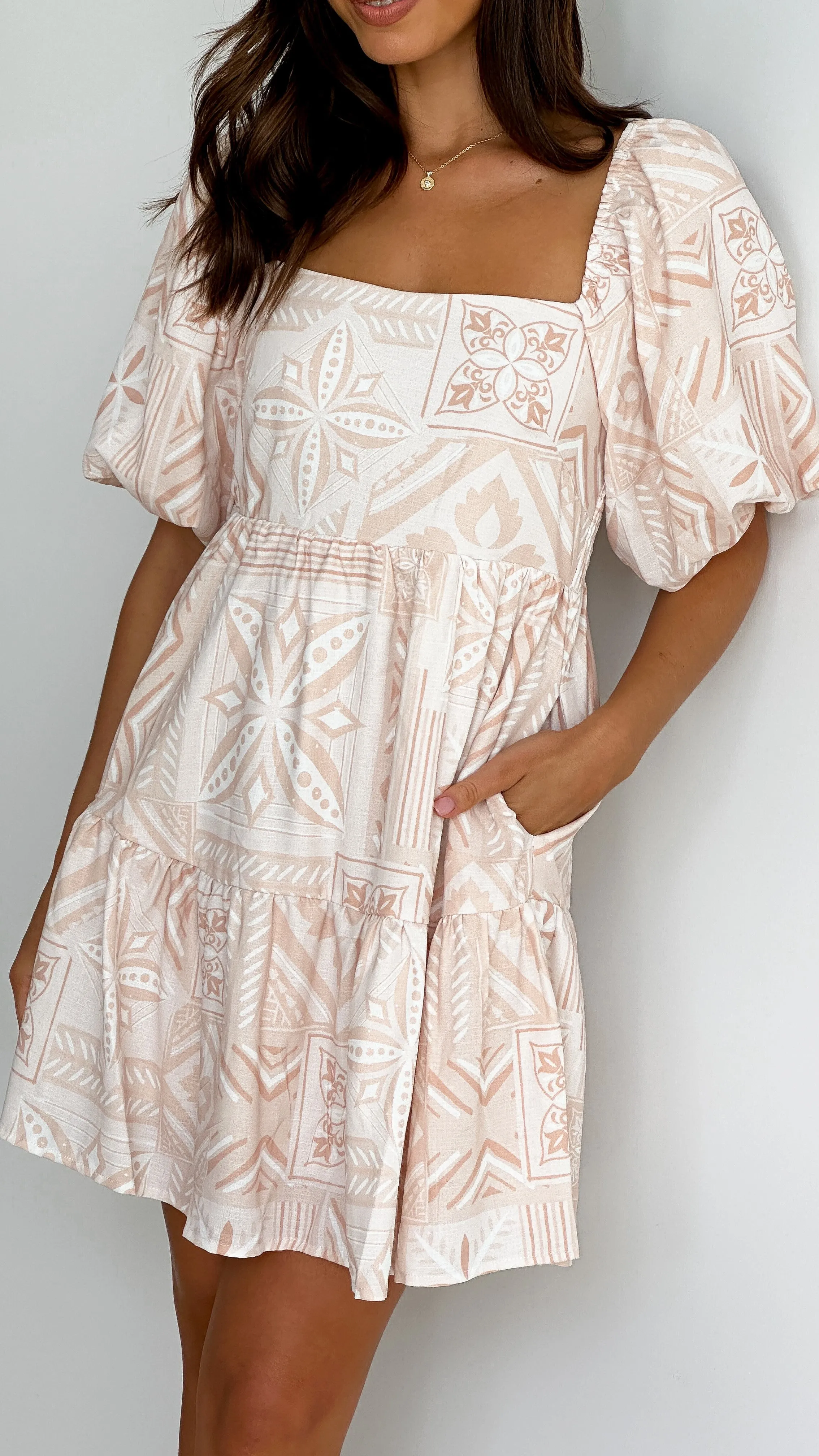 Yamin Mini Dress - Beige Summer sold by Billy J product image thumbnail 5