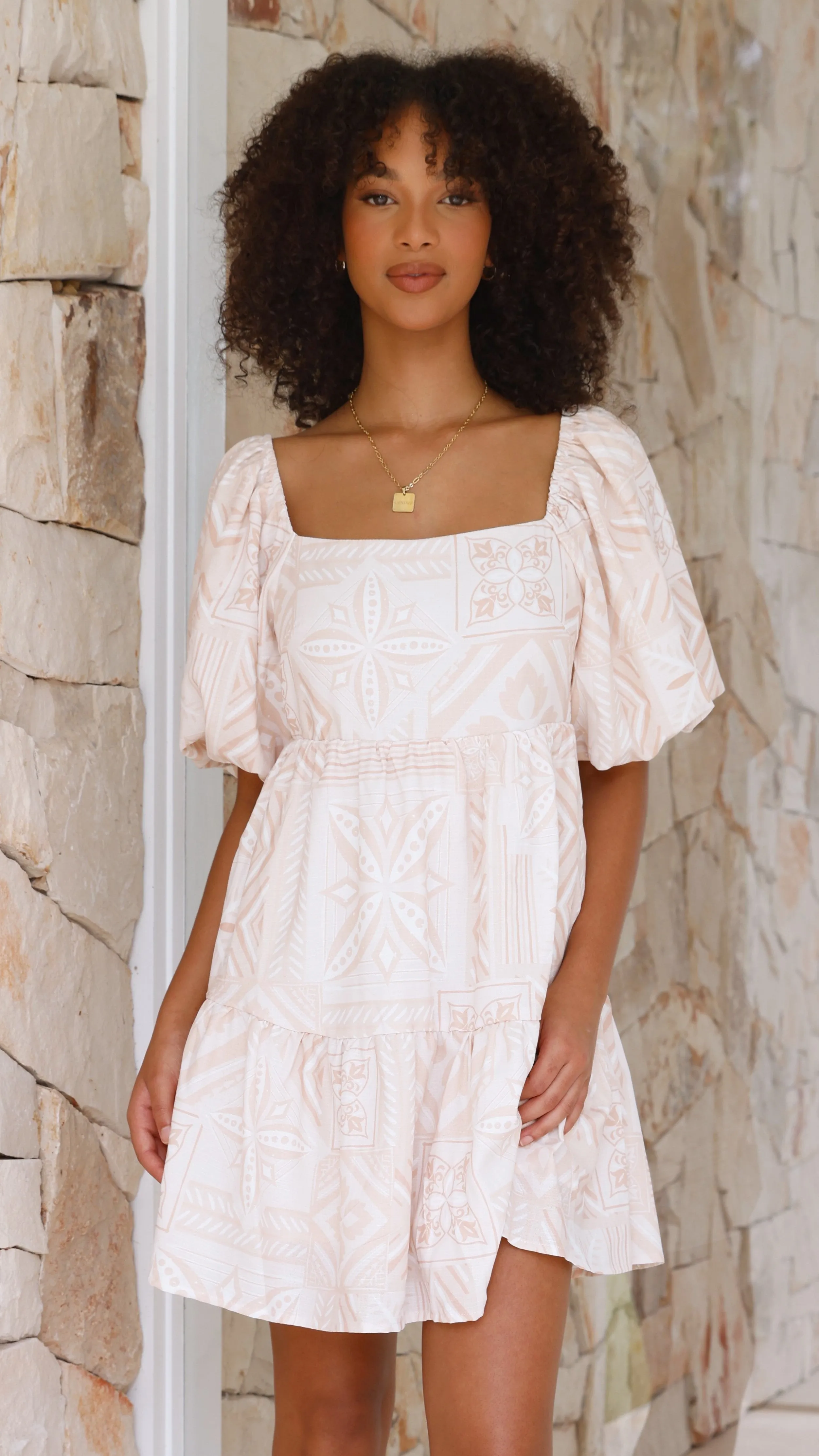 Yamin Mini Dress - Beige Summer sold by Billy J product image thumbnail 2