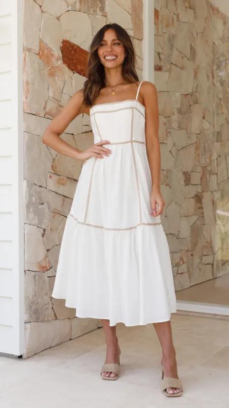Baina Midi Dress - White / Beige sold by Billy J